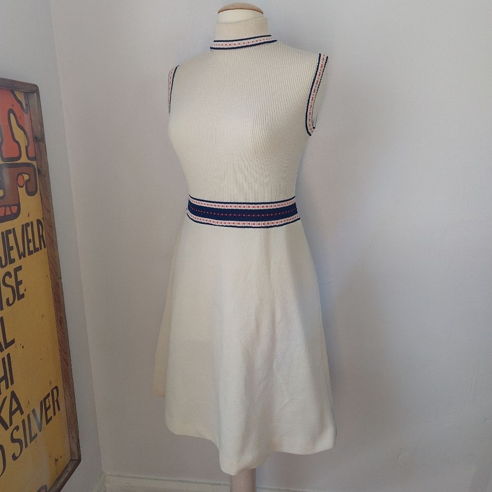 Vintage Mock Neck A-Line Dress